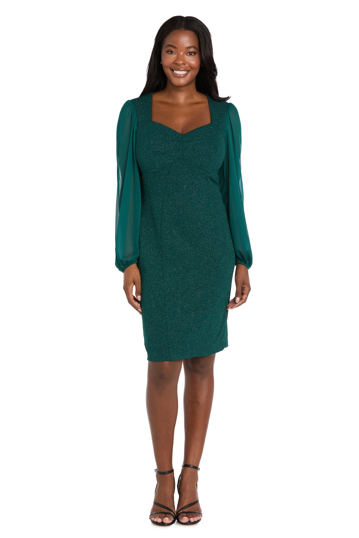 Cocktail Dresses Short Mini Cocktail Long Sleeve Dress R&M Richards 4331 Hunter