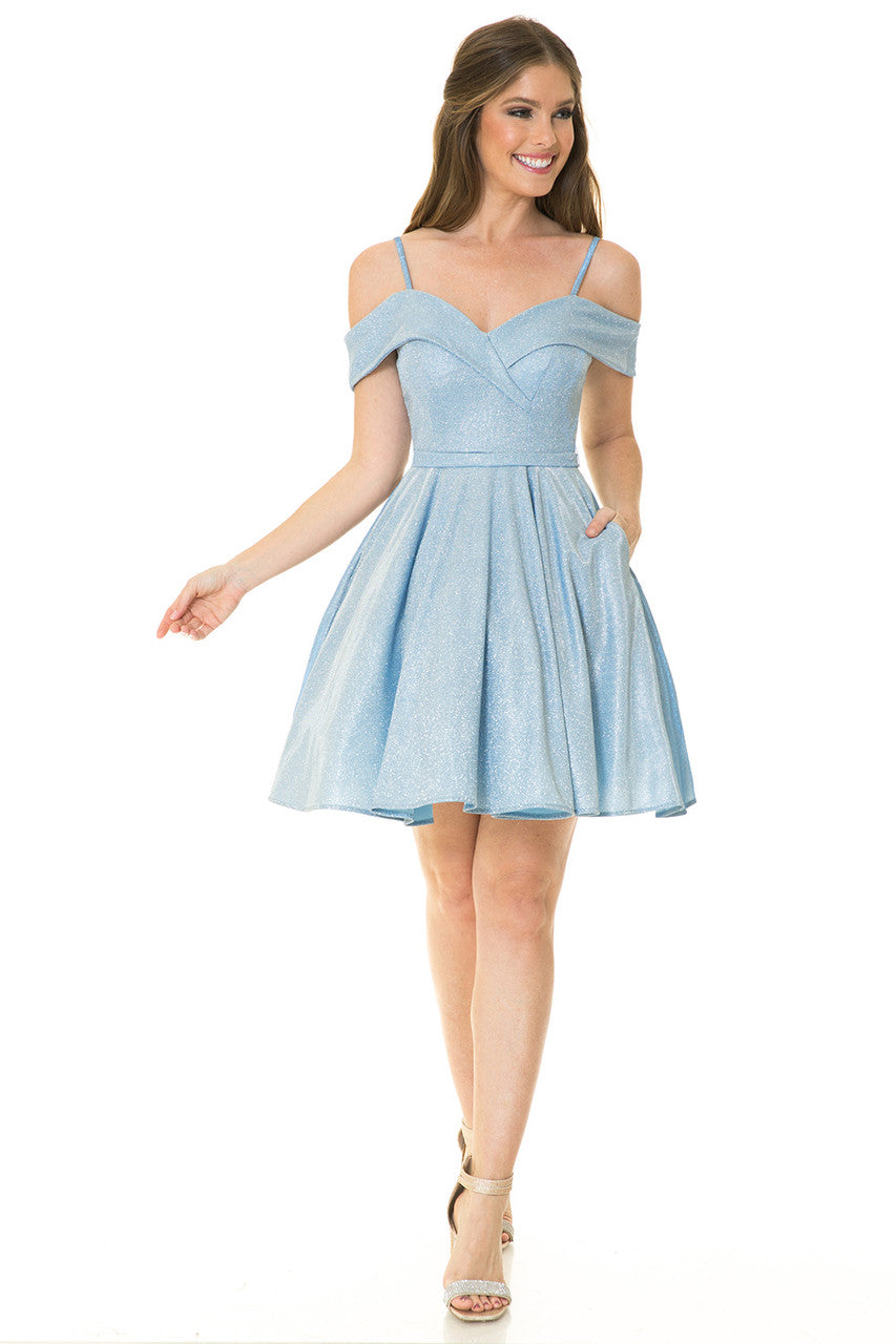 Cocktail Dresses Short Mini Homecoming Metallic A Line Cocktail Dress Lenovia 5228 Powder Blue