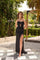 Prom Dresses Long Slit Prom Formal Evening Sequin Dress Black