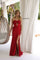 Prom Dresses Long Slit Prom Formal Evening Sequin Dress Red