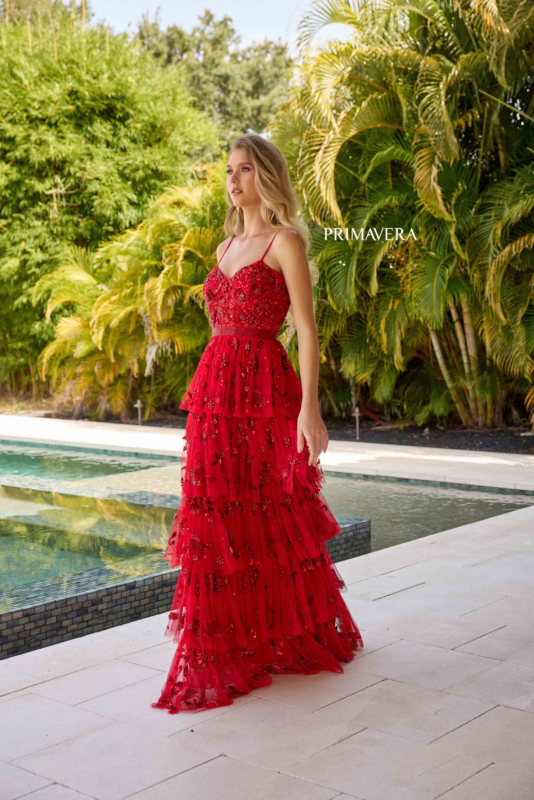Primavera Couture 4341 Long Formal A Line Prom Layered Dress