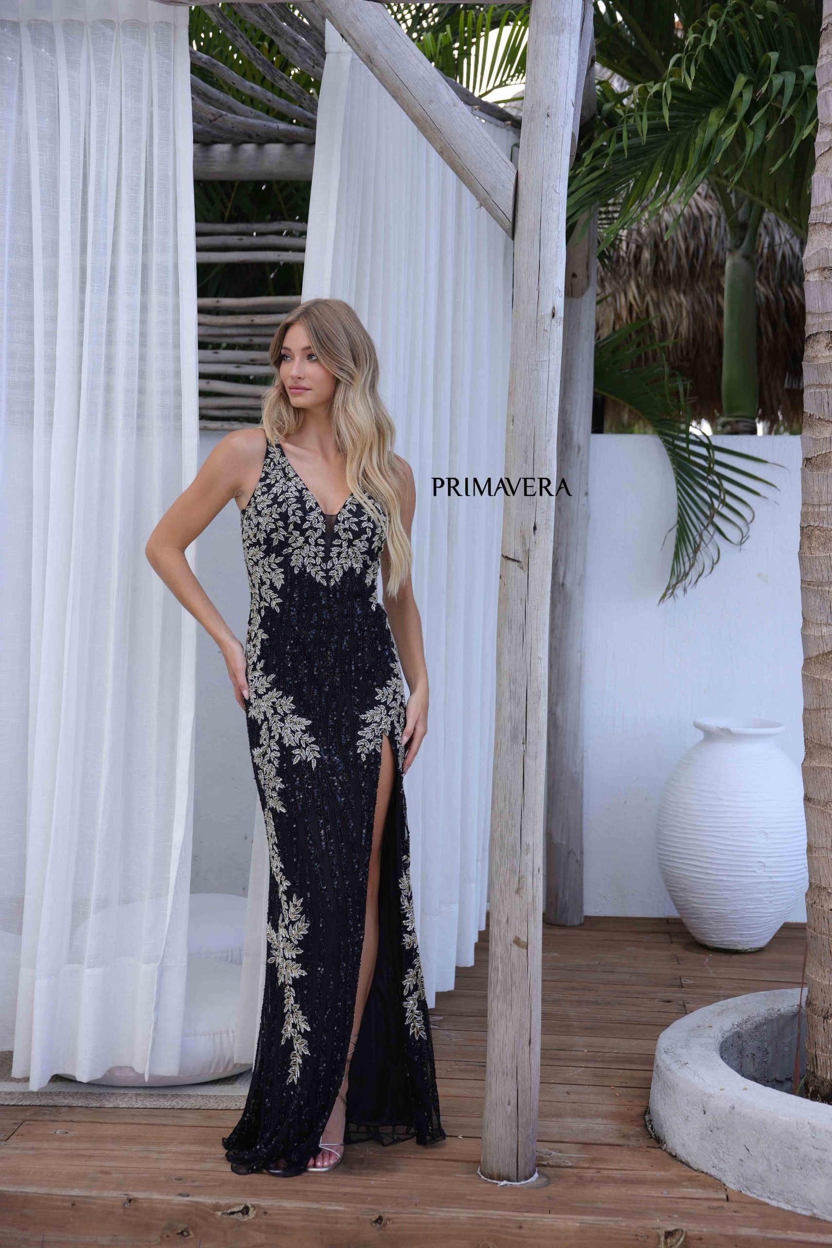 Primavera Couture 4342 Fitted Long Slit Formal Evening Prom Dress