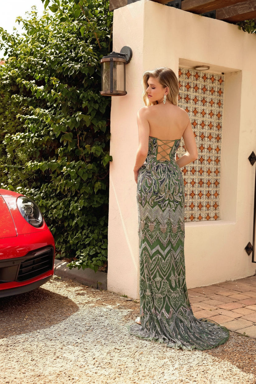 Prom Dresses Sequin Long Pattern Formal Prom Dress Sage Green