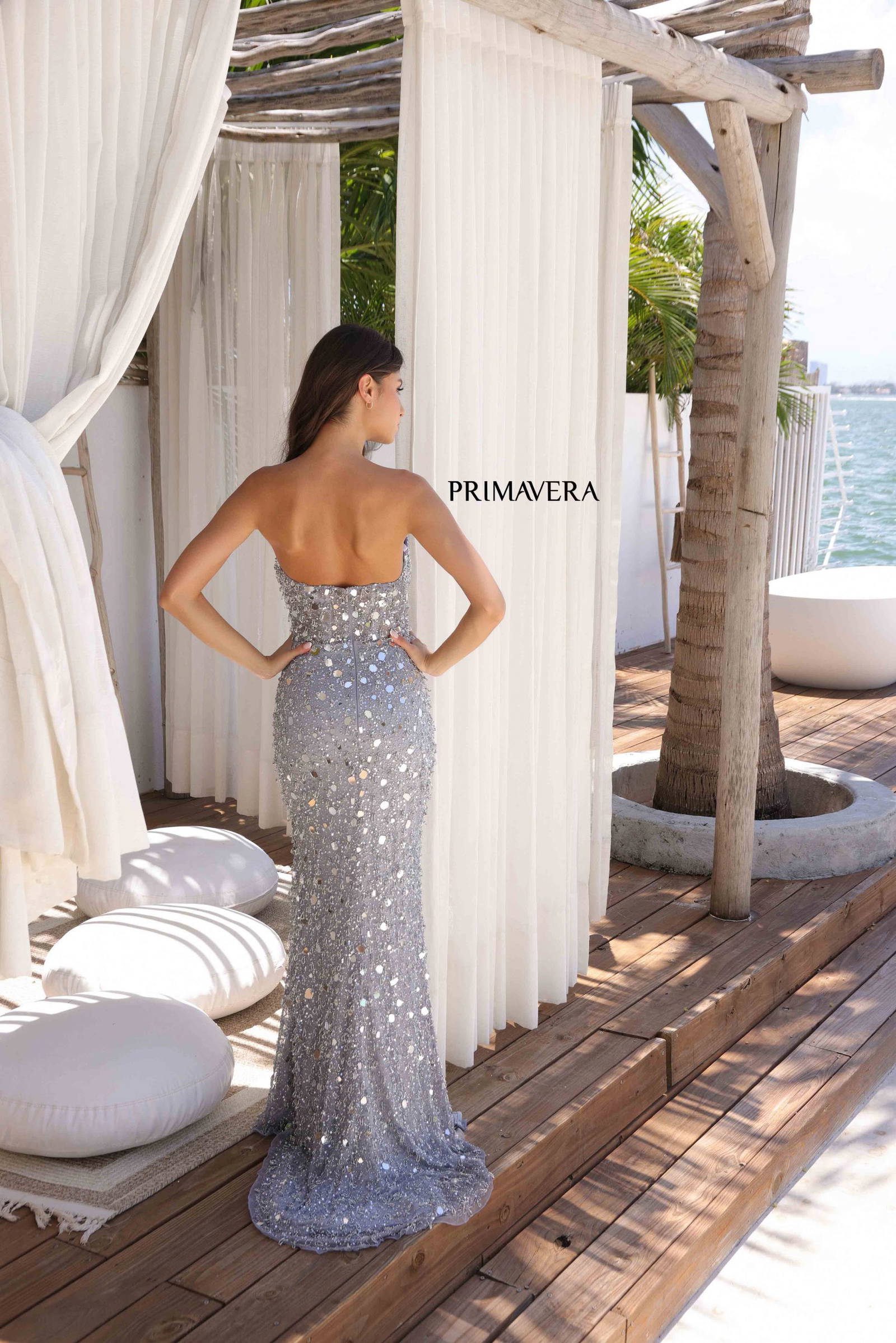 Primavera Couture 4351 Formal Long Slit Prom Beaded Dress