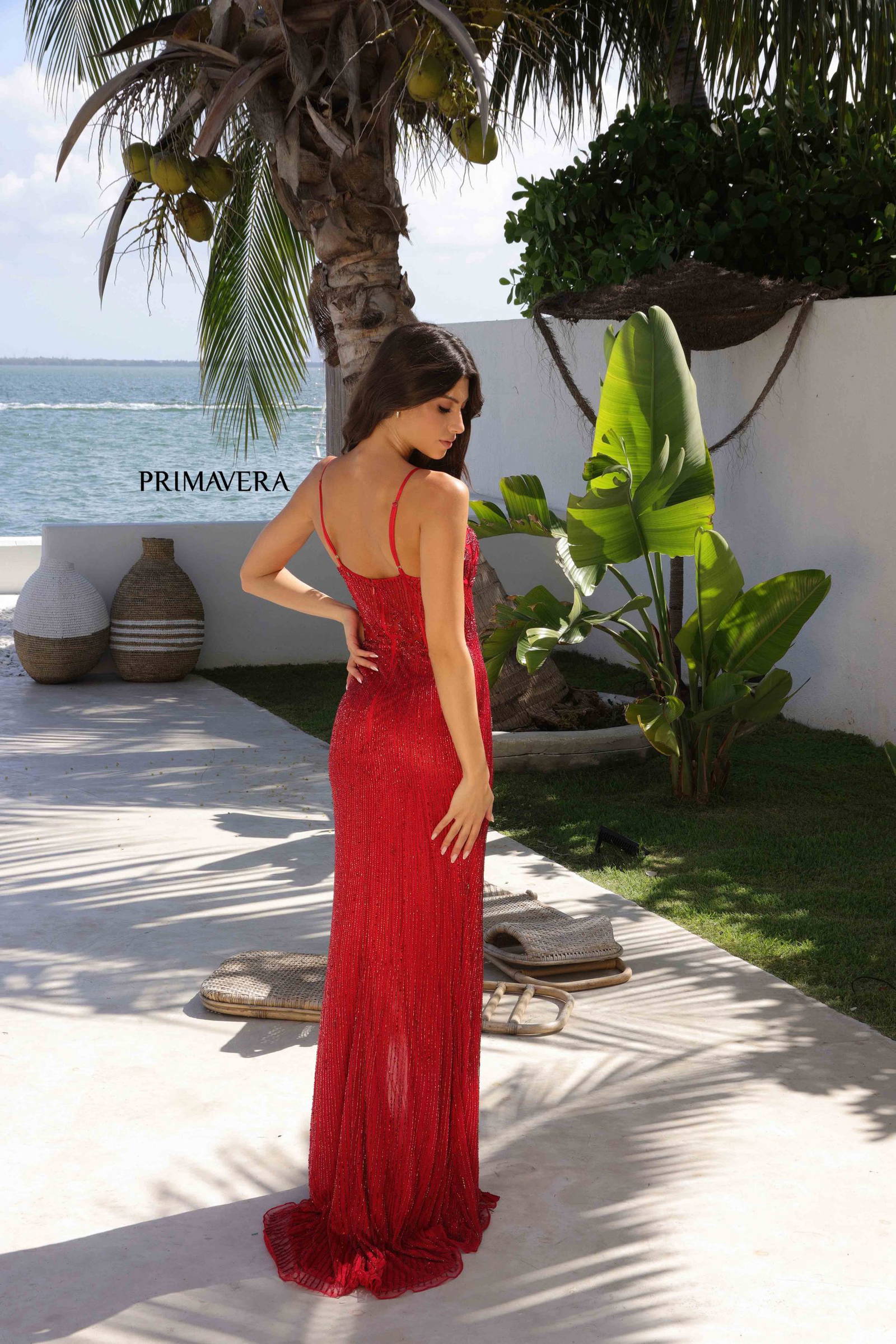 Prom Dresses Formal Long Slit Beaded Prom Dress Red