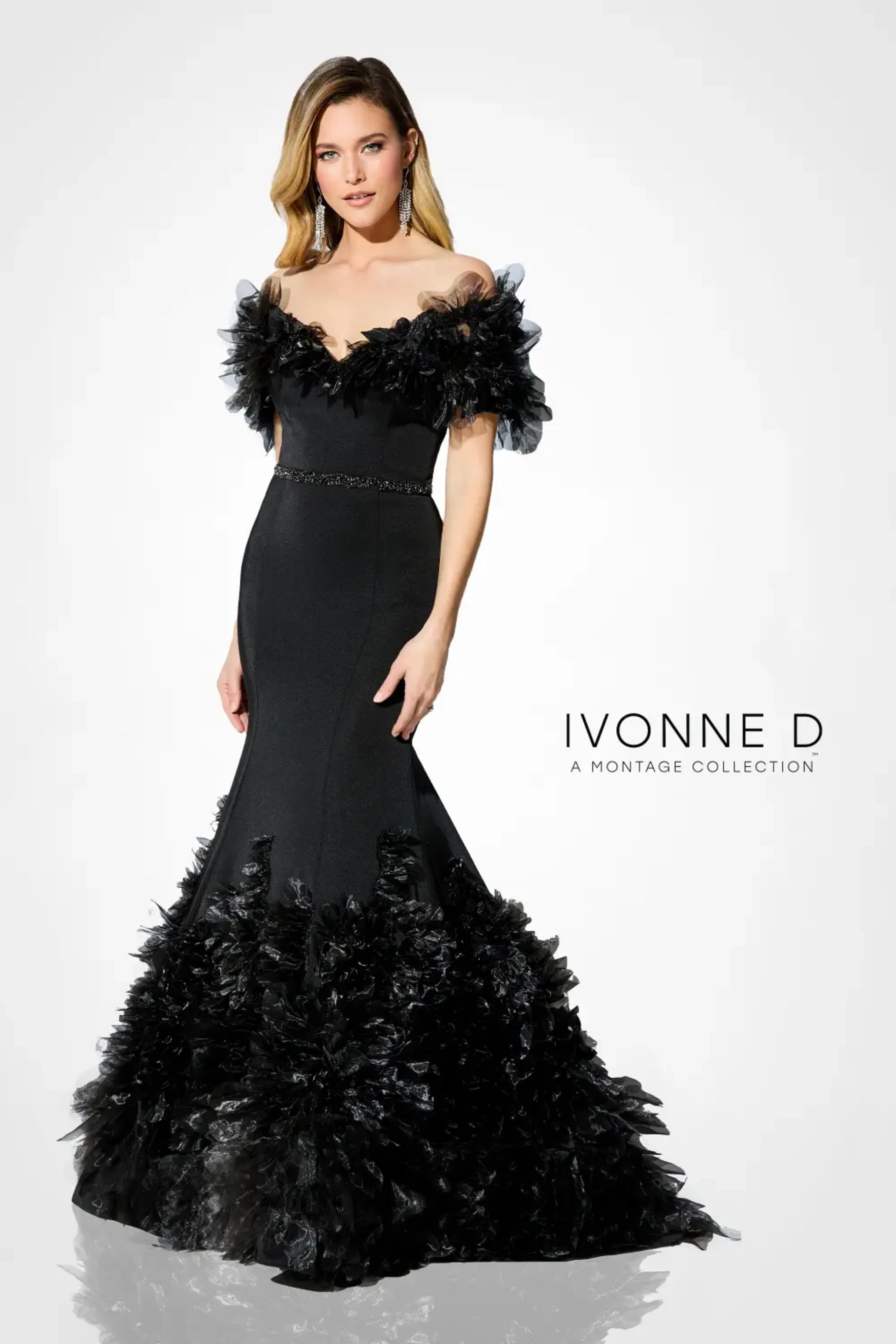 Ivonne D ID909 Long Mermaid Formal Beaded Evening Gown