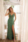 Prom Dresses Fitted Formal Prom Slit Long Dress Sage Green