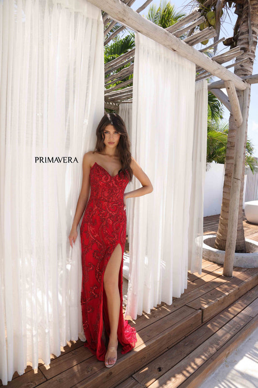 Prom Dresses Long Beaded Formal Evening Prom Dress Red