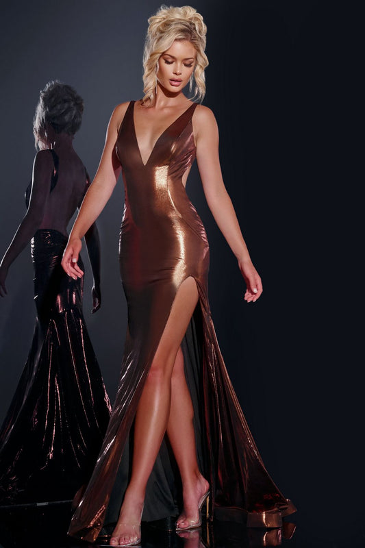 Prom Dresses Long V Neck Gown Formal Prom Dress Brown