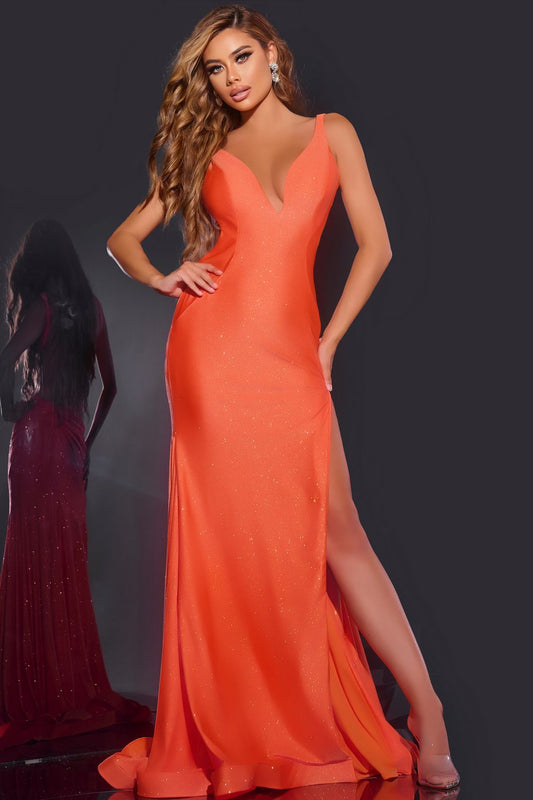 Prom Dresses Long High Slit Evening Open Back Prom Dress Orange