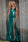 Prom Dresses Long High Slit Metallic Gown Prom Dress Teal