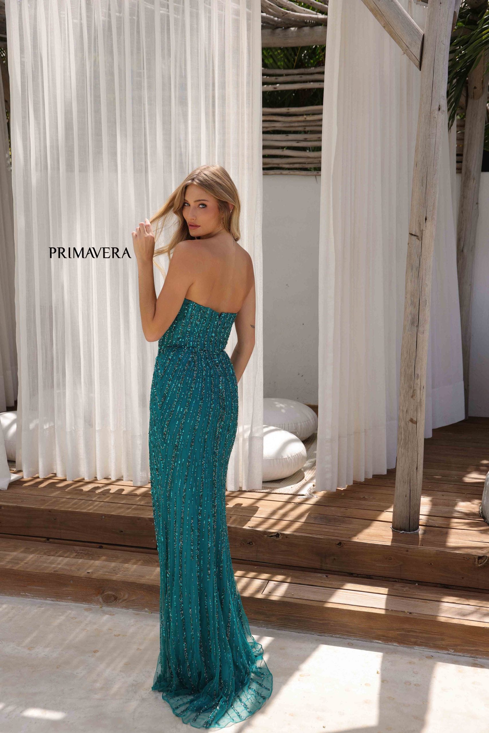 Primavera Couture 4358 Beaded Long Slit Formal Prom Sequin Dress