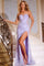Prom Dresses Long High Slit Formal Sequin Gown Prom Dress  Lilac