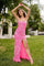 Prom Dresses Fitted Long Formal Sequin Prom Dress Neon Pink