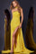 Prom Dresses Fitted Long High Slit Evening Gown Prom Dress  Yellow