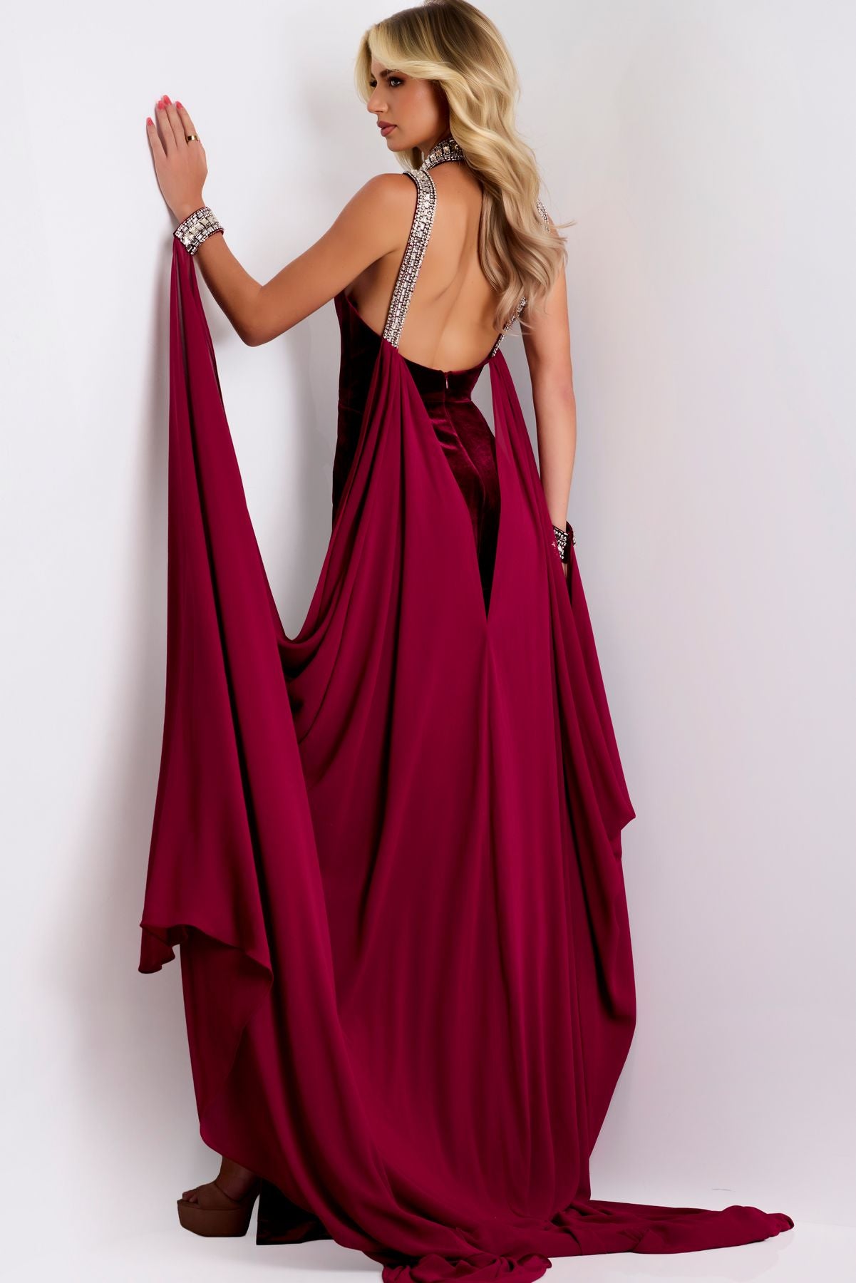 Prom Dresses Long Formal Velvet Beaded Prom Dress Burgundy