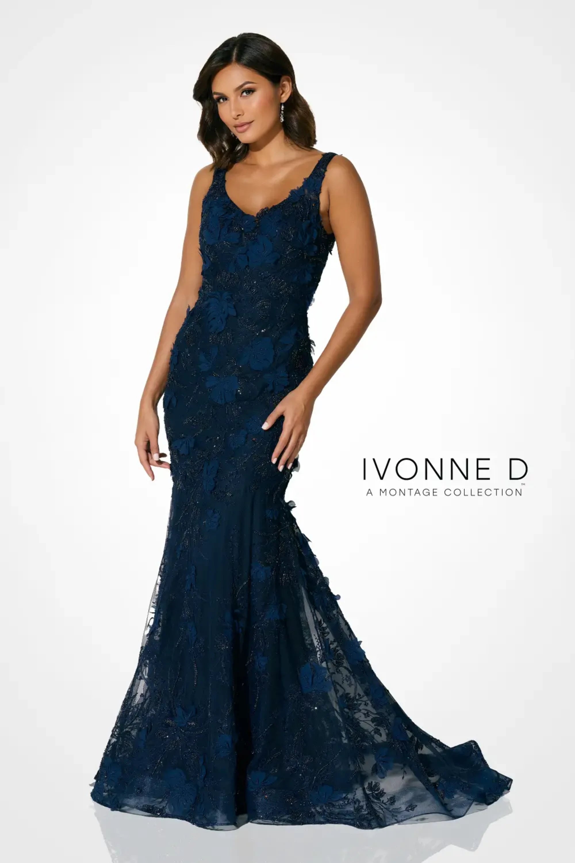 Formal Dresses Long Beaded Sequin Mermaid Formal Dress Navy Blue