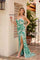 Prom Dresses Fitted Long Slit Formal Prom Sequin Dress Mint
