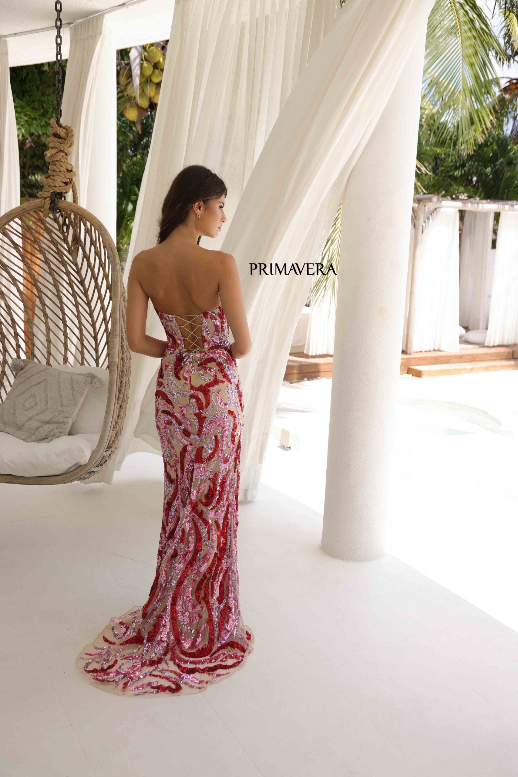 Primavera Couture 4373 Fitted Long Slit Formal Prom Sequin Dress