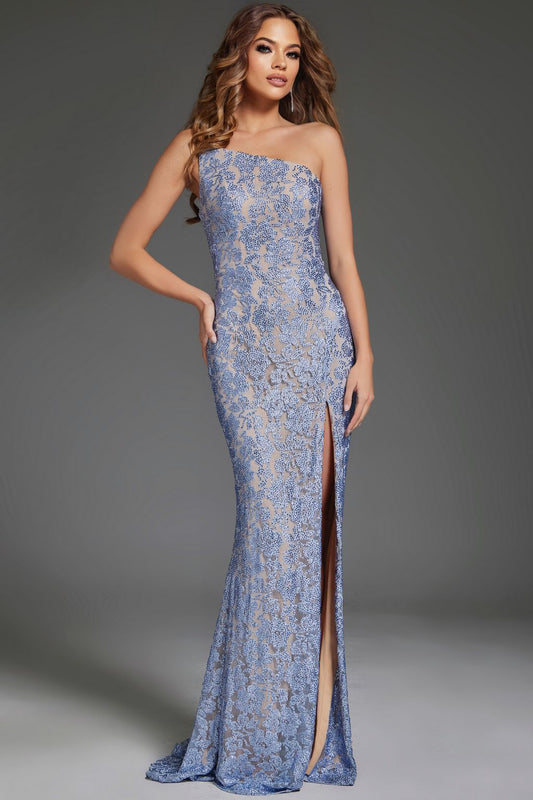 Prom Dresses Long Formal Lace Evening Prom Dress Blue/Nude