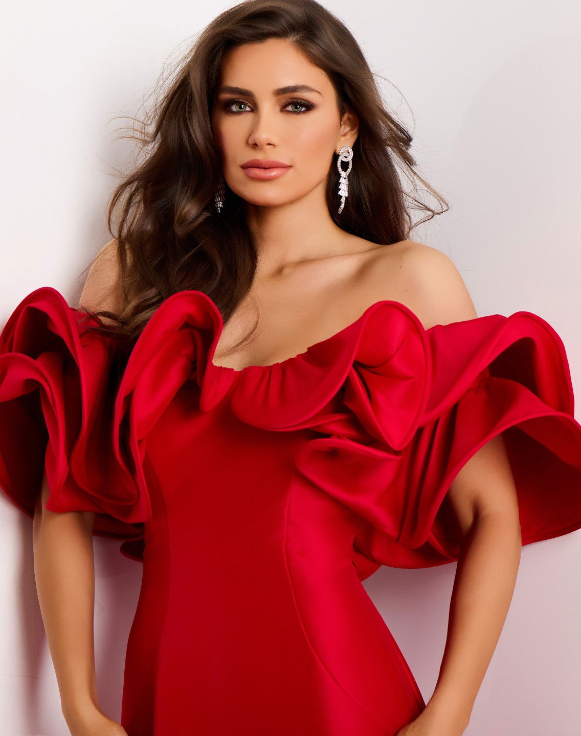 Formal Dresses Long Ruffle Prom Formal Mermaid Dress Jovani 43757 Red