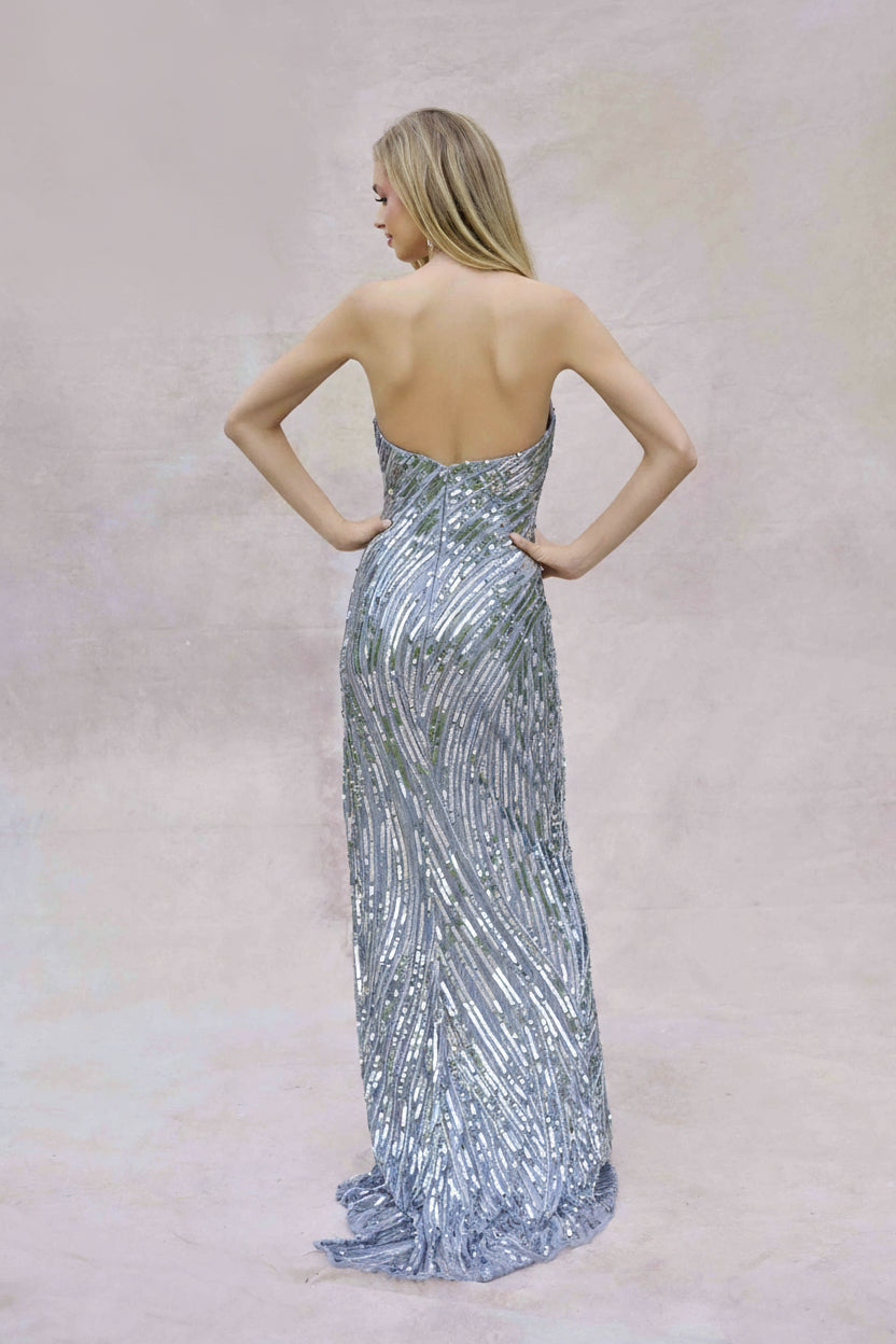 Prom Dresses Long Sequin Formal Long Cape Prom Dress Platinum