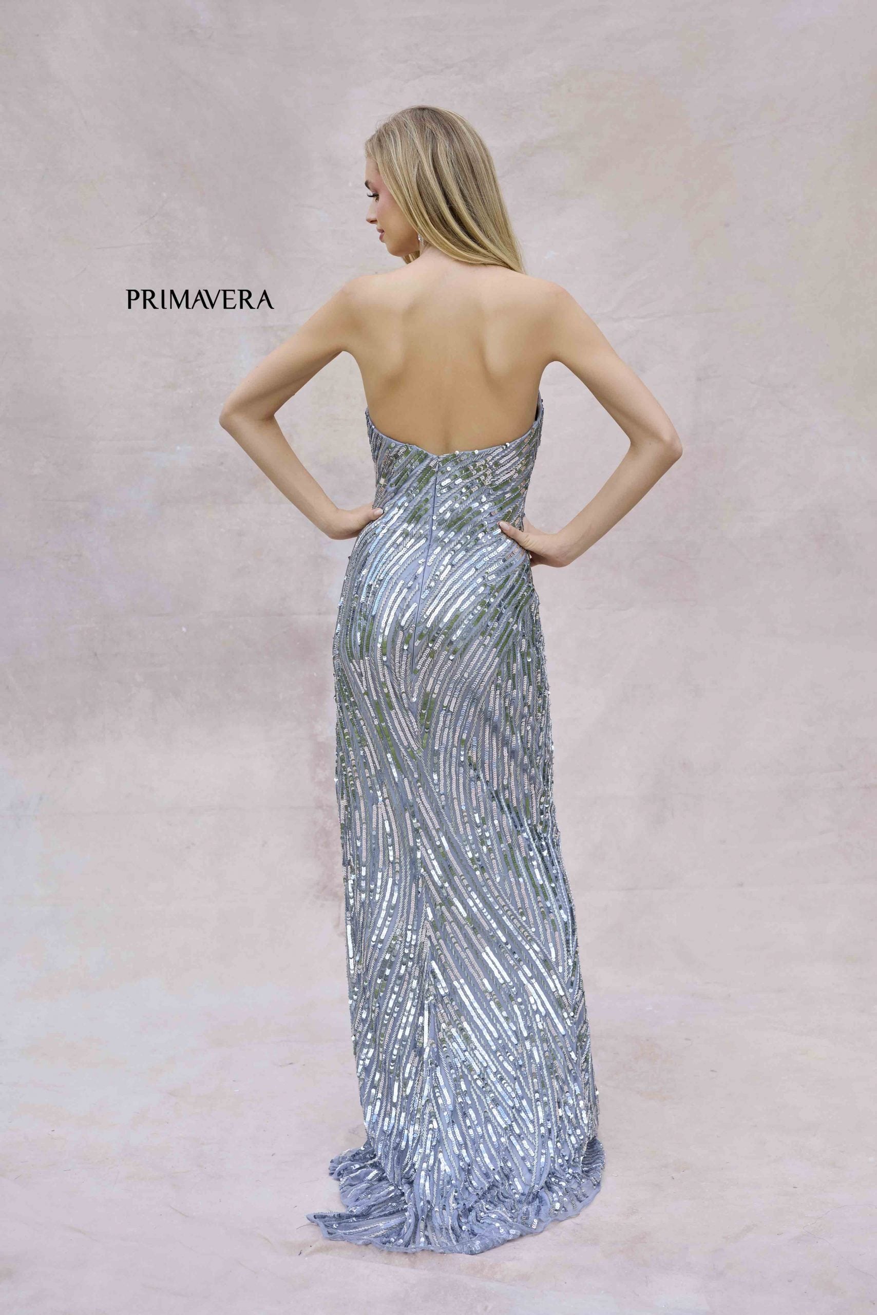 Primavera Couture 4376 Long Sequin Formal Long Cape Prom Dress