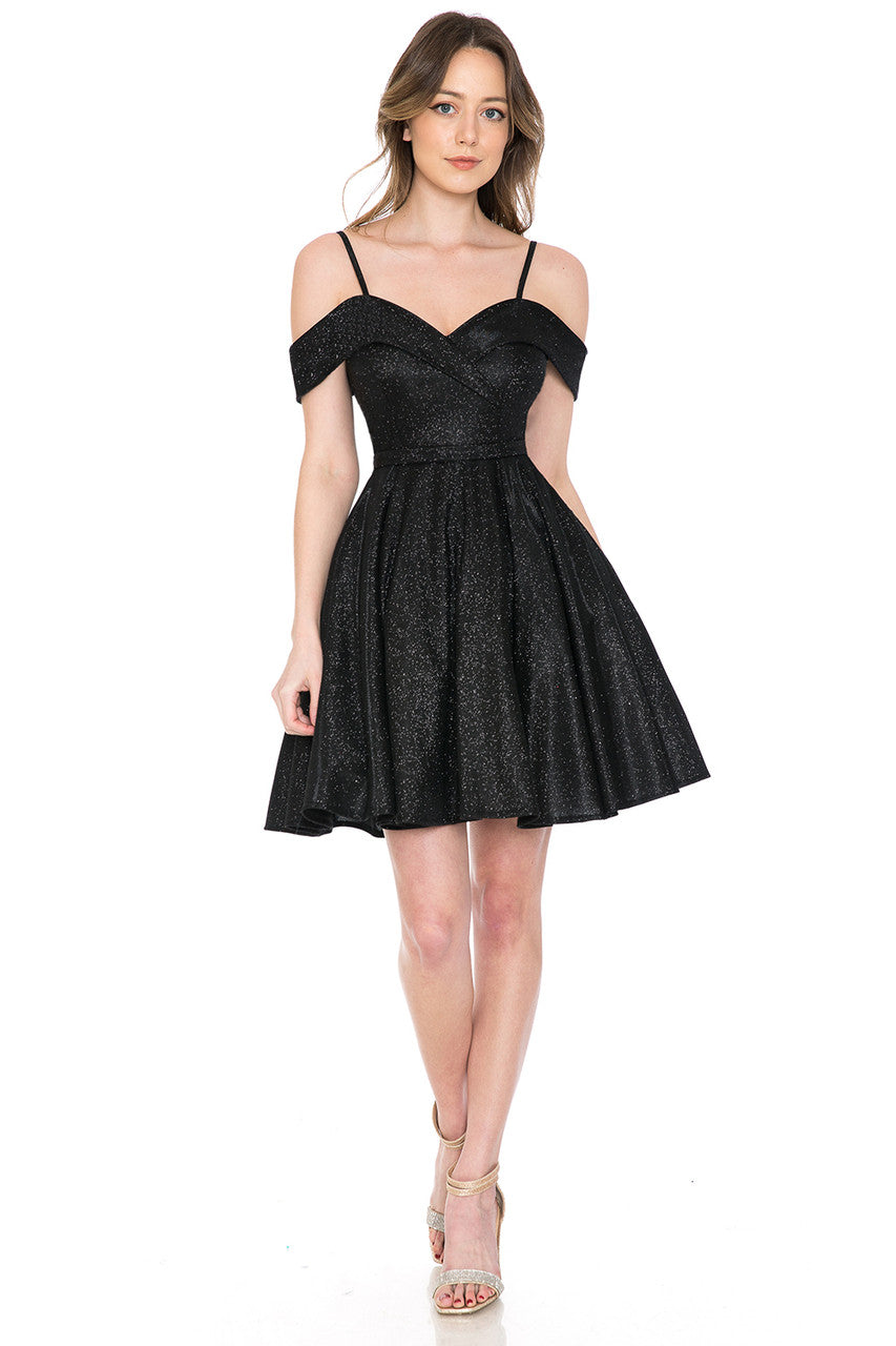 Cocktail Dresses Short Mini Homecoming Metallic A Line Cocktail Dress Lenovia 5228 Black