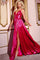 Prom Dresses A Line Gown Long Pleated Formal Prom Dress Fuchsia