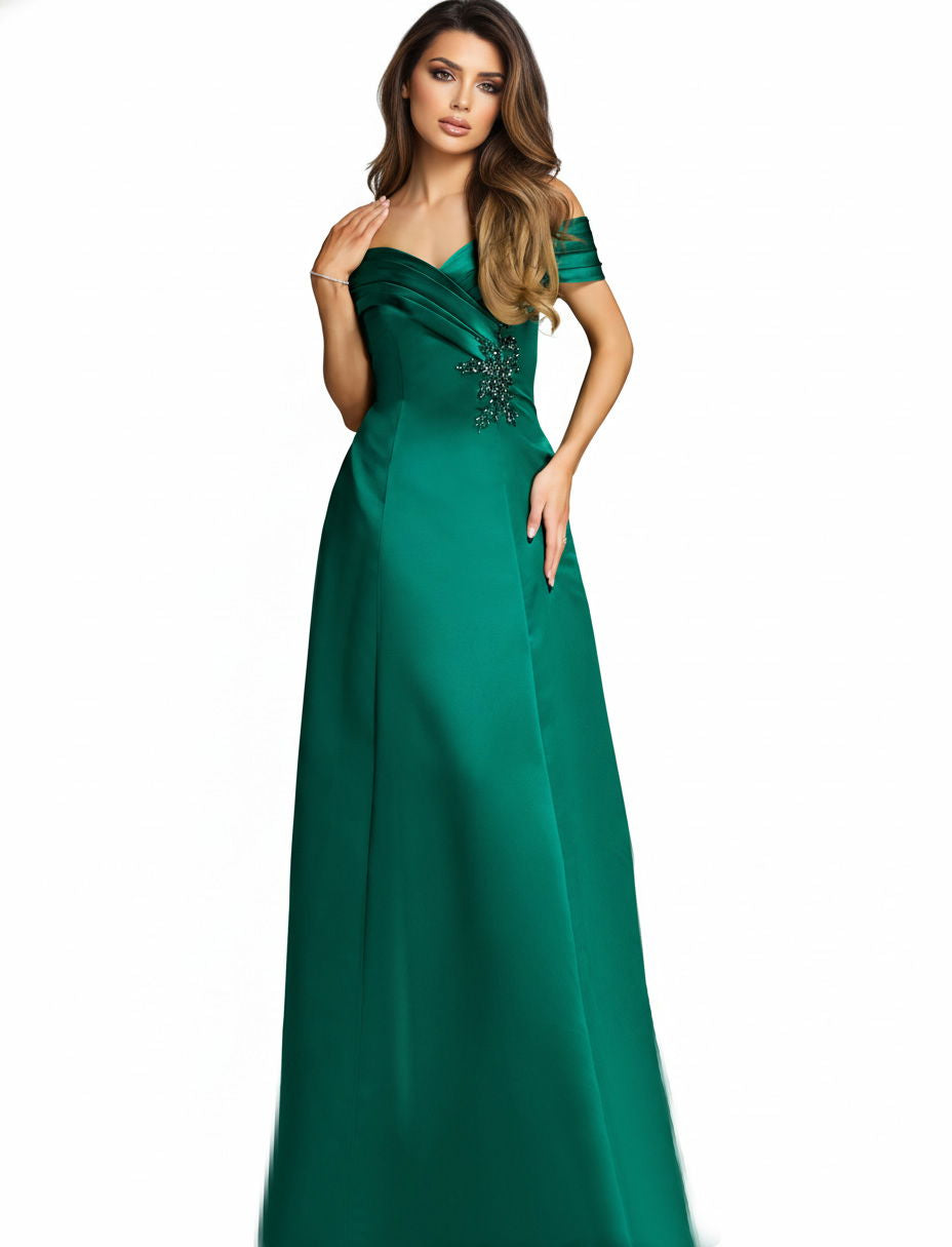 Formal Dresses Long A Line Formal Dress Jovani 43808 Dark Green