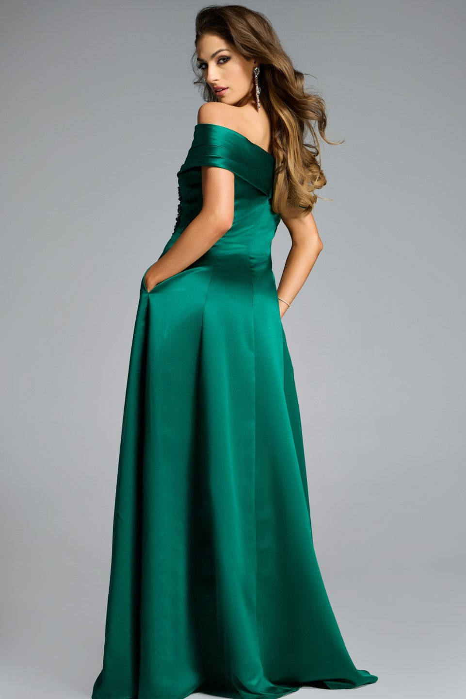Formal Dresses Long A Line Formal Dress Jovani 43808 Dark Green