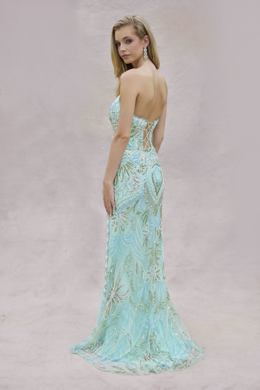 Prom Dresses Formal Long Beaded Prom Dress Mint