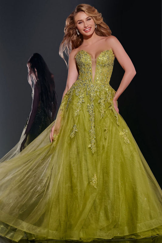 Prom Dresses Floral Long Formal Ball Gown Prom Dress Green