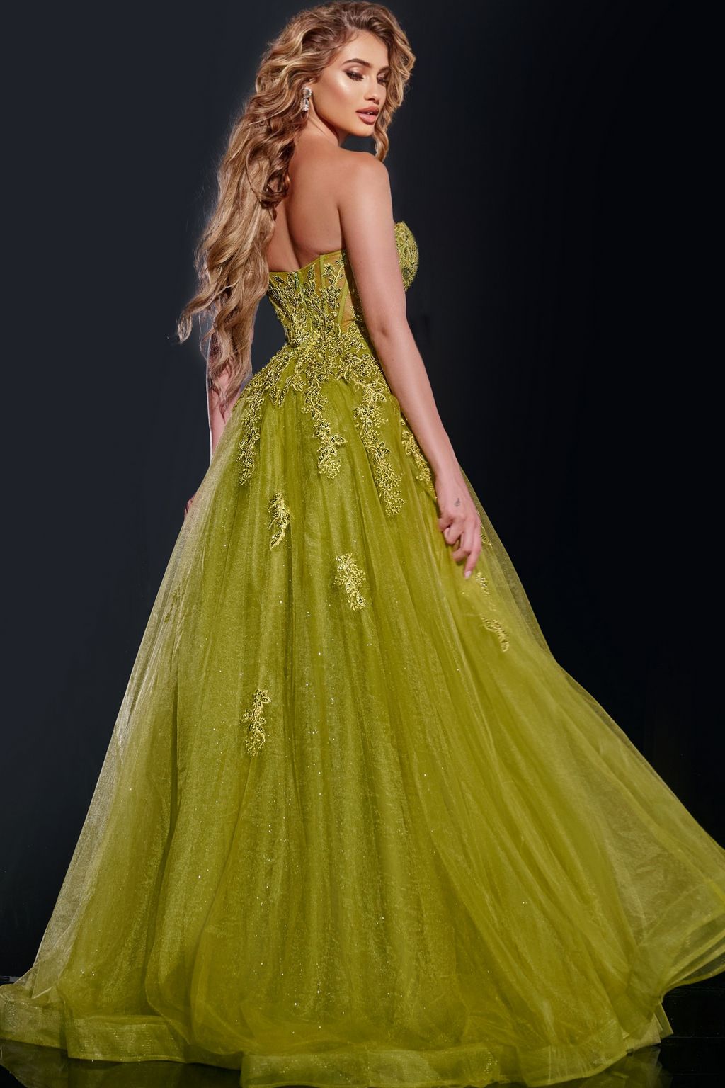 Prom Dresses Floral Long Formal Ball Gown Prom Dress Green