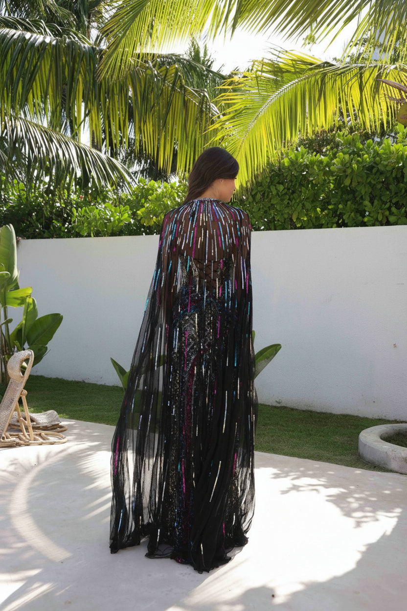 Prom Dresses Sequin Long Formal Evening Prom Dress Black Multi