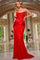 Prom Dresses Long Fitted Lace Gown Formal Prom Dress Red/Nude