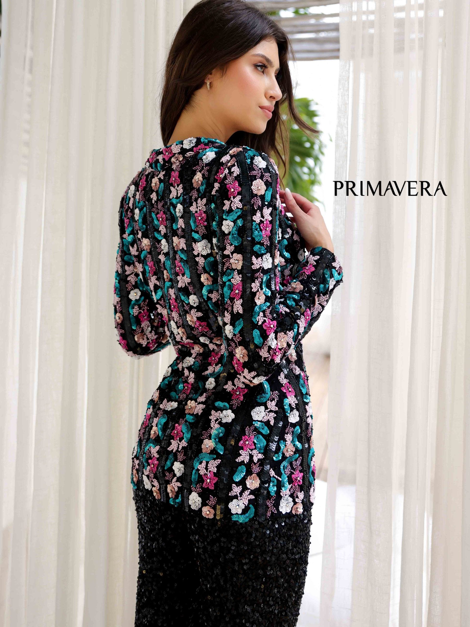 Primavera Couture 4388 Long Formal Floral Sequin Pantsuit