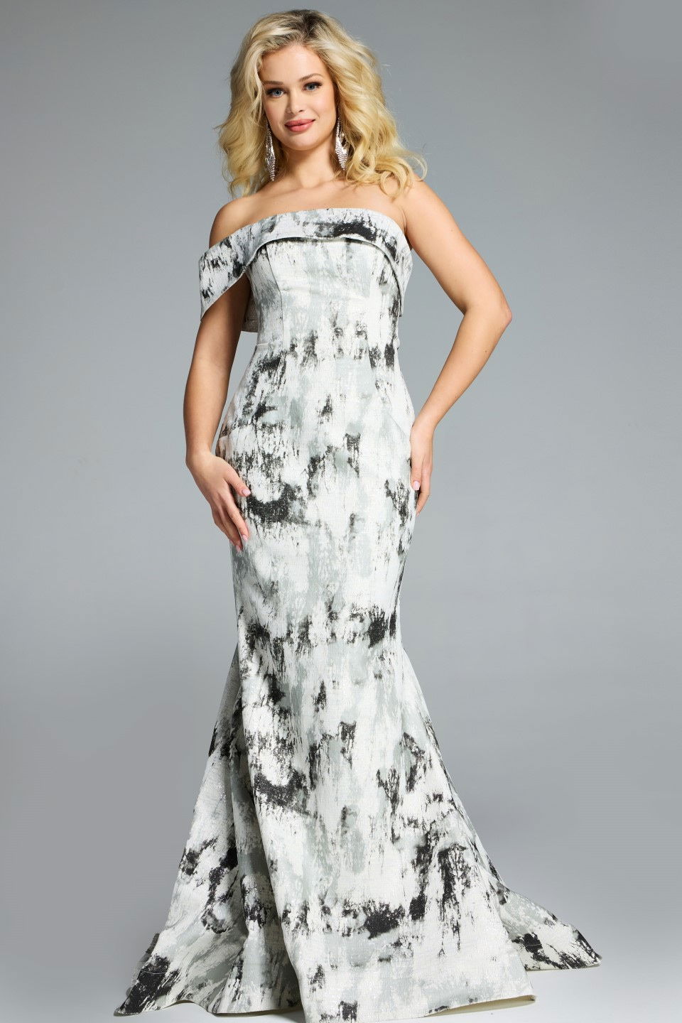 Prom Dresses Evening Long Formal Mermaid Ruffle Prom Dress Jovani 43977 Grey
