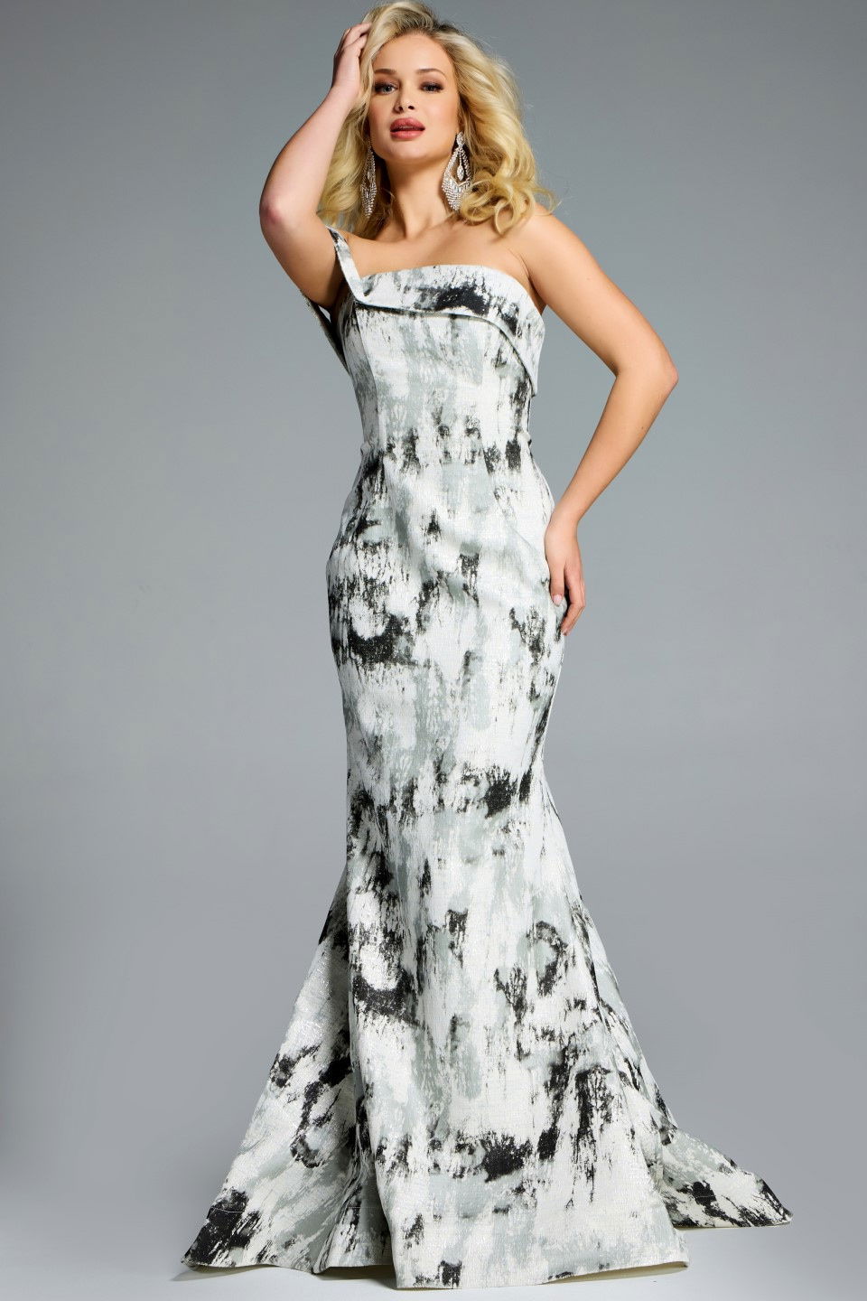 Prom Dresses Evening Long Formal Mermaid Ruffle Prom Dress Jovani 43977 Grey