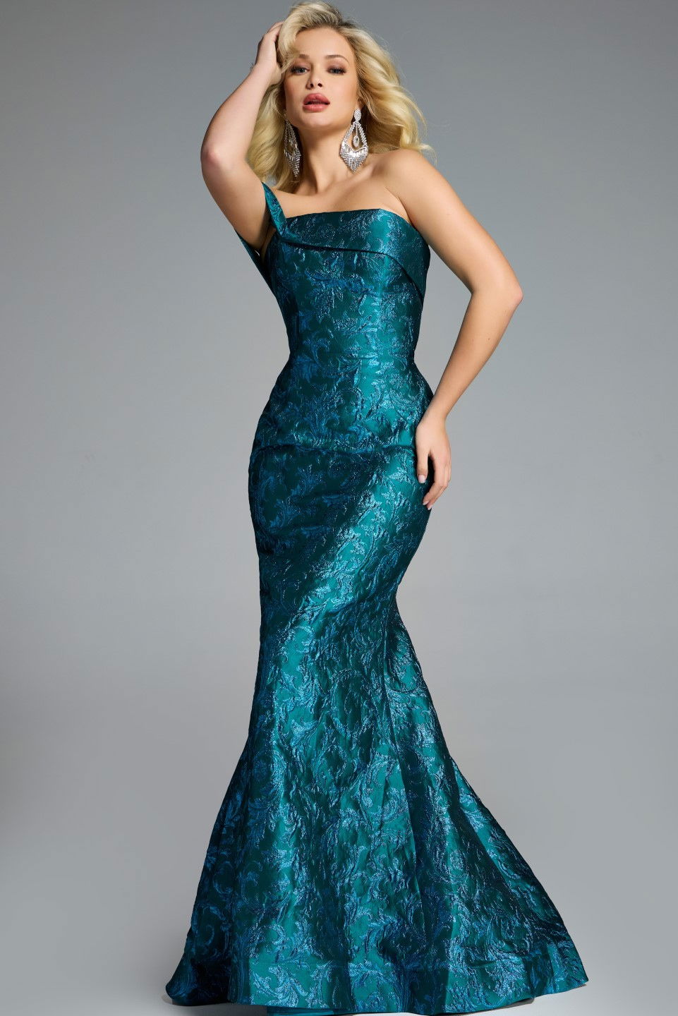 Formal Dresses Long Mermaid Floral Formal Dress Jovani 43978 Peacock