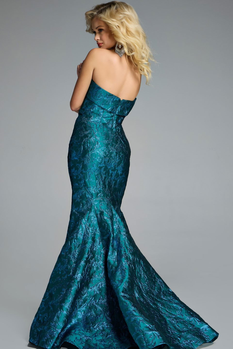 Formal Dresses Long Mermaid Floral Formal Dress Jovani 43978 Peacock