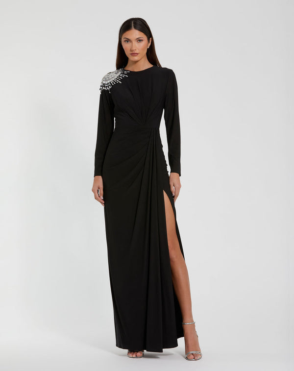 Long Sleeve Formal Evening Dress Fitted Mac Duggal 44136
