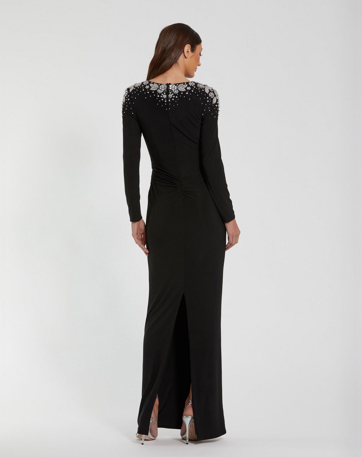 Mac Duggal 44063 Long Sleeve Formal Beaded Prom Dress