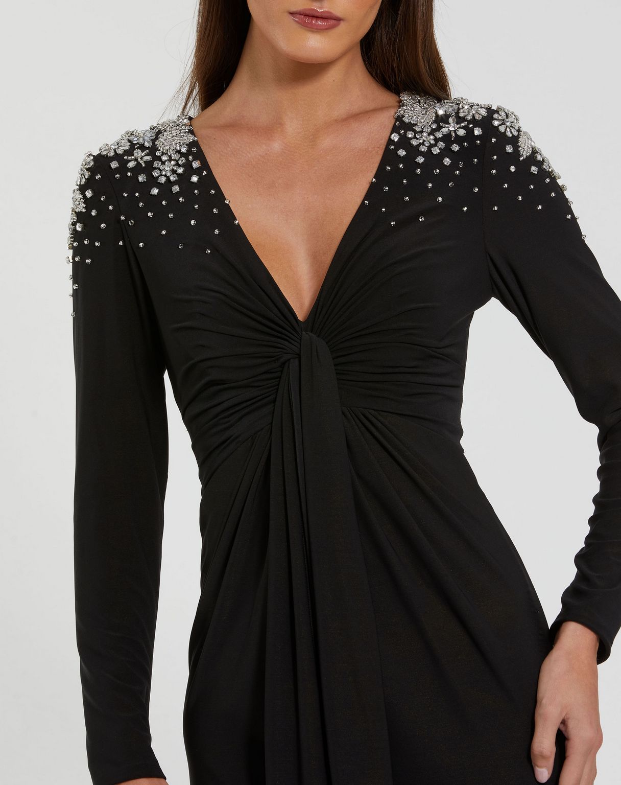 Mac Duggal 44063 Long Sleeve Formal Beaded Prom Dress