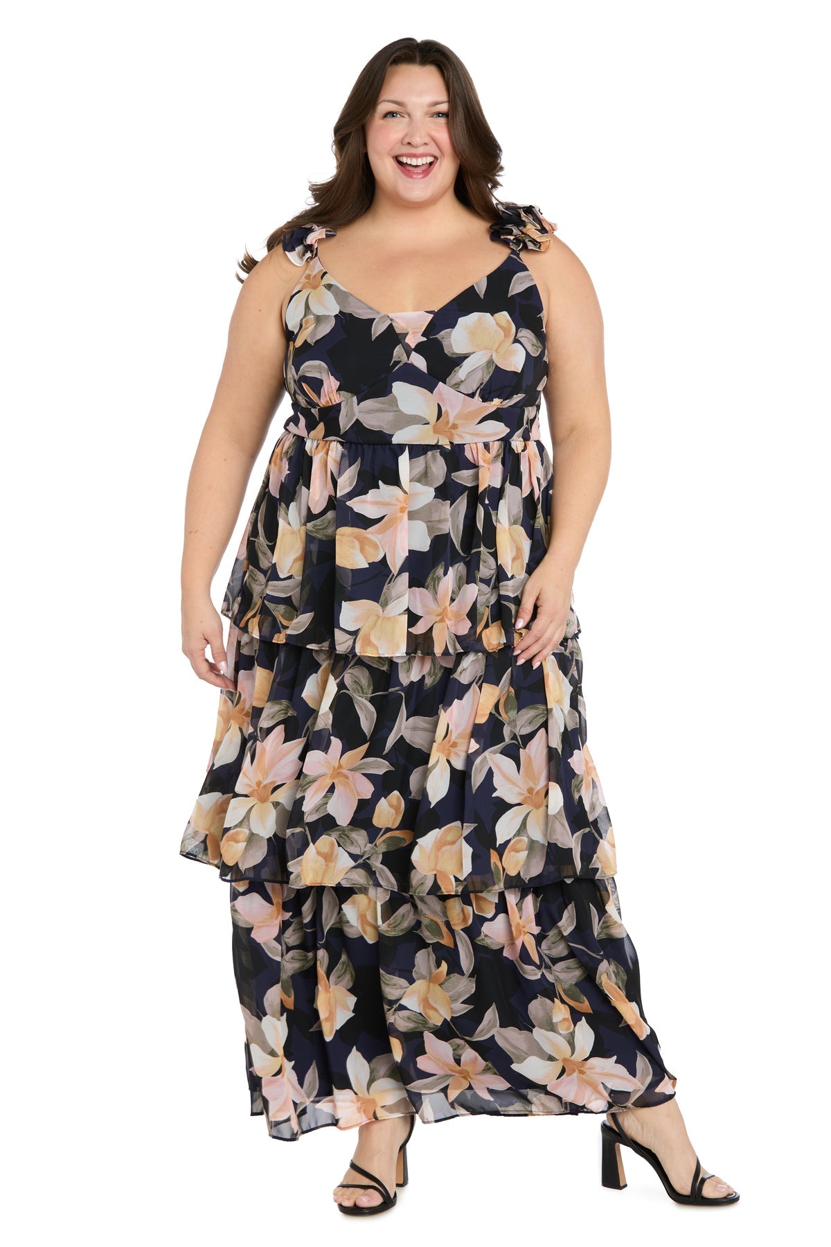 V-Neck Floor-Length Chiffon Formal A-Line R&M Richards 4409W