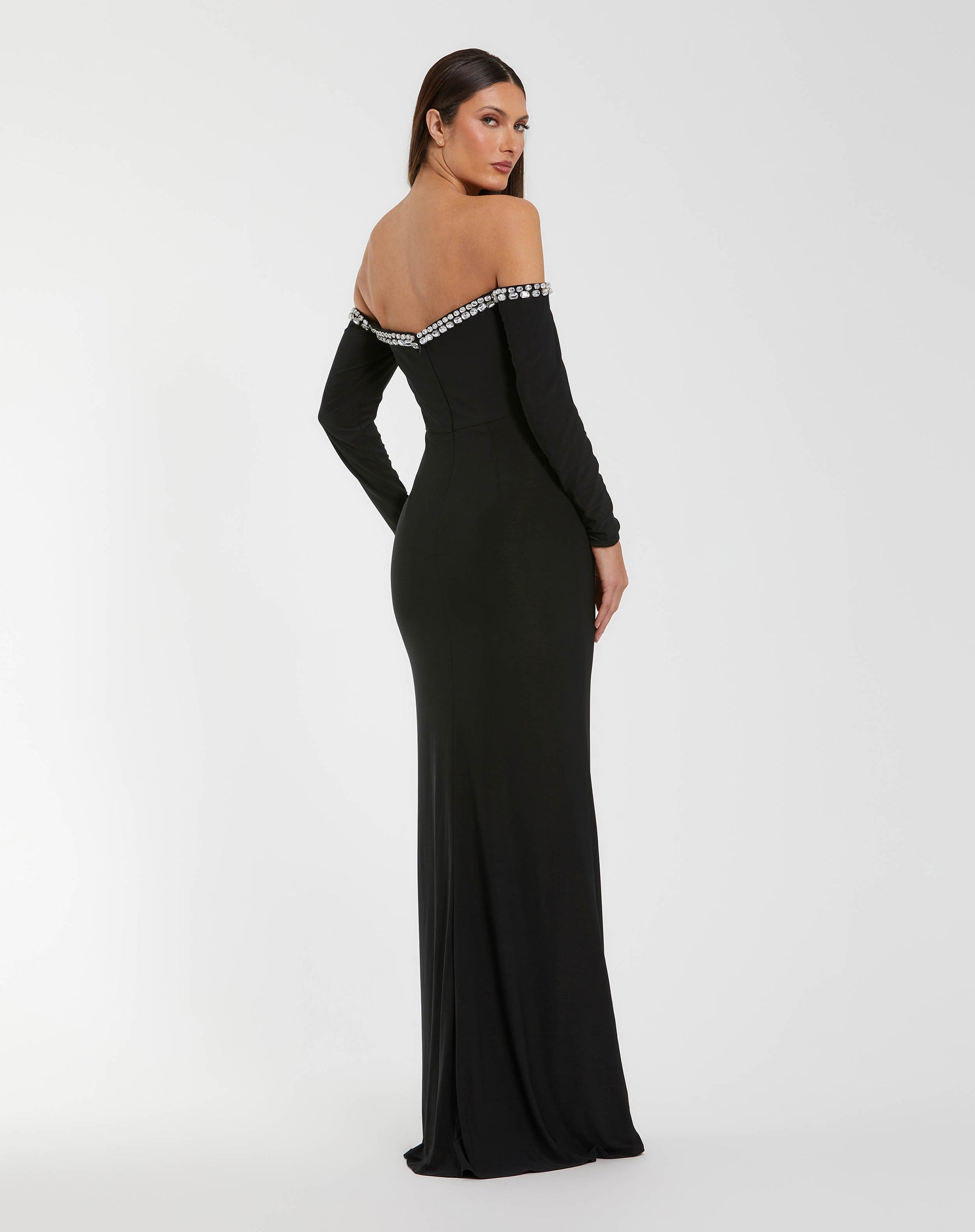 Off-the-Shoulder Floor-Length Jersey Formal Sheath Mac Duggal 44159