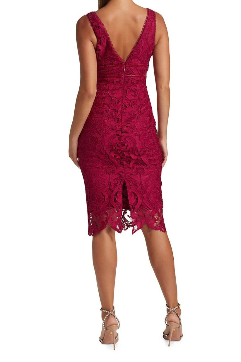 ML Monique Lhuillier 4416150 Short Fitted Bodycon Slit Lace Cocktail Dress
