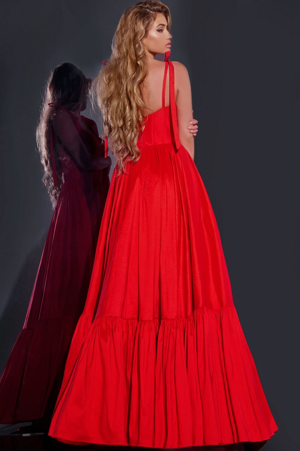Prom Dresses Ball Gown Long Formal Floral Prom Dress Red