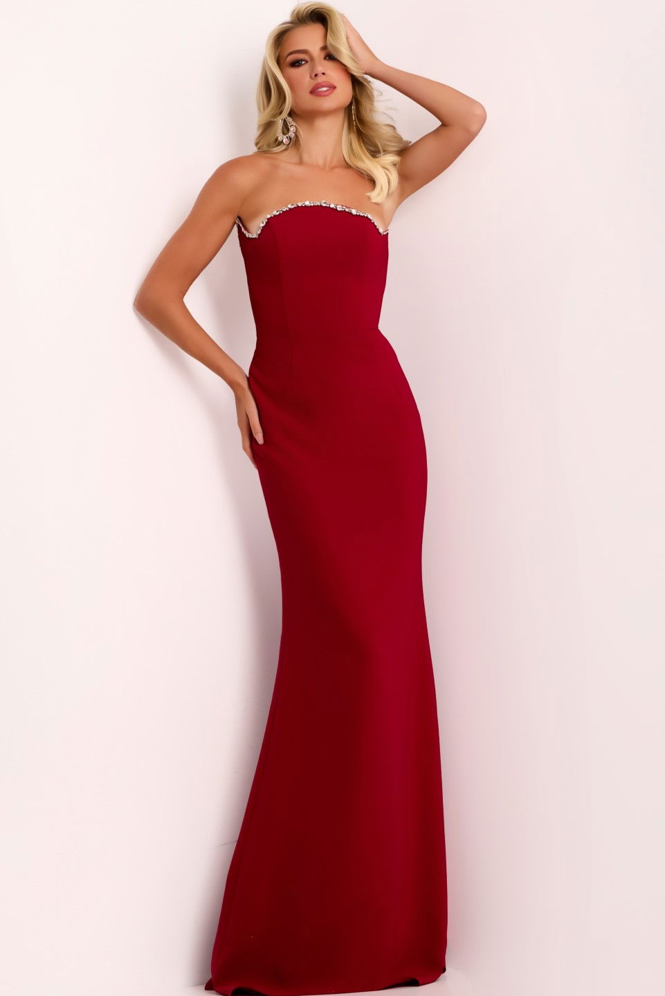 Prom Dresses Long Formal Cape Prom Fitted Dress Jovani 44184 Cranberry