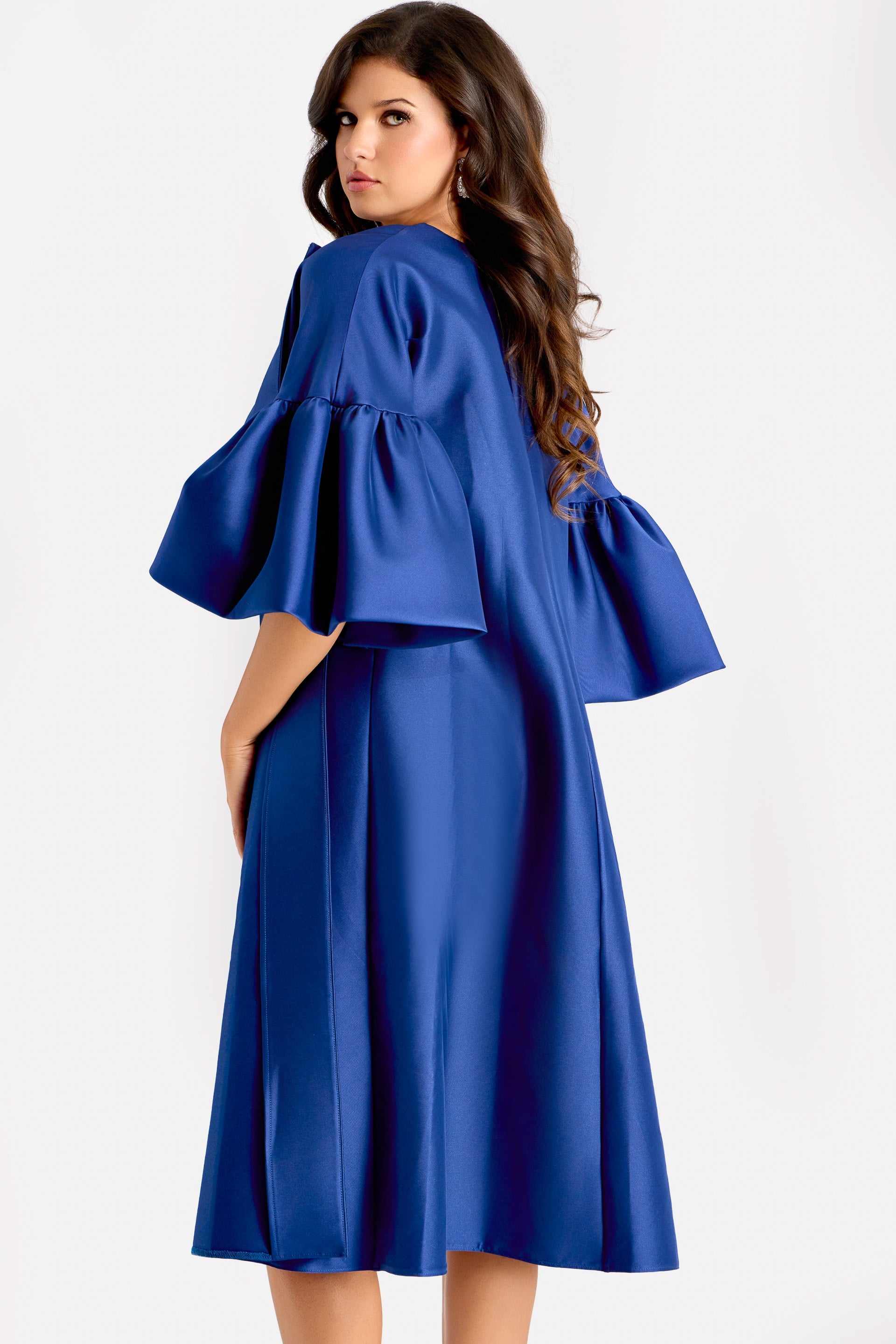 Strapless Straight Neck Midi Satin Occasion Fit & Flare Jovani 44193